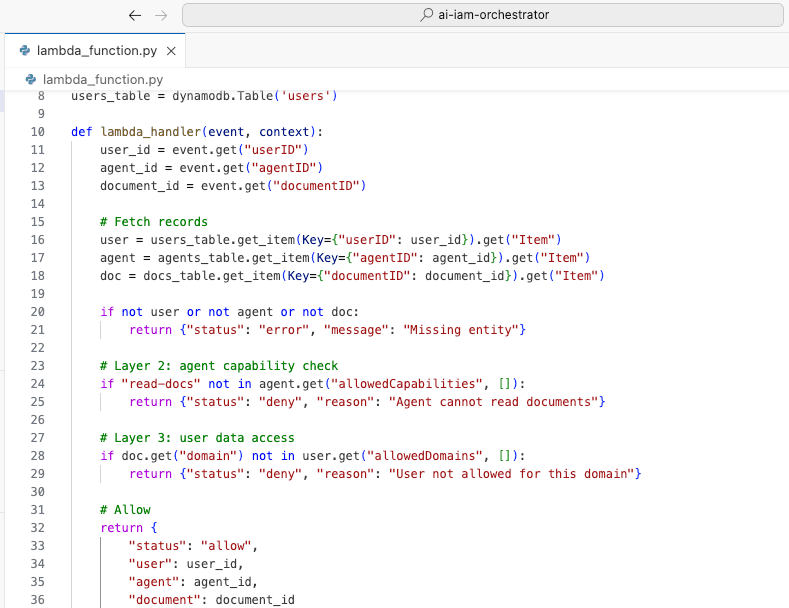Lambda Orchestrator Code